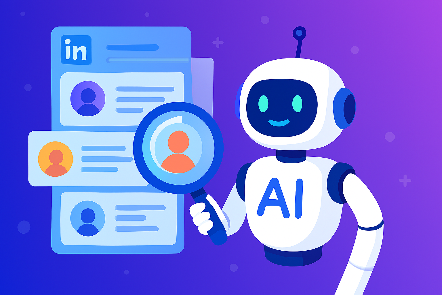Illustration of AI scanning LinkedIn profiles