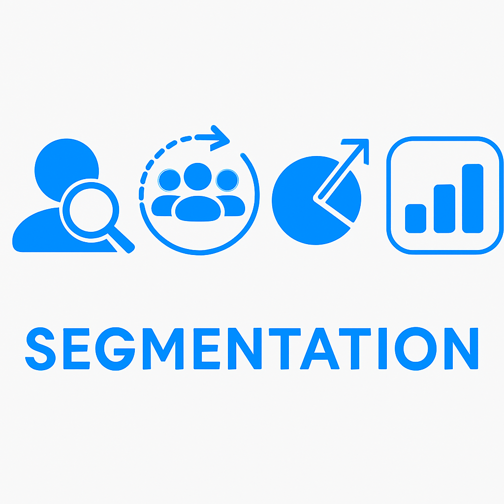 Icon-based graphic showing segmentation process