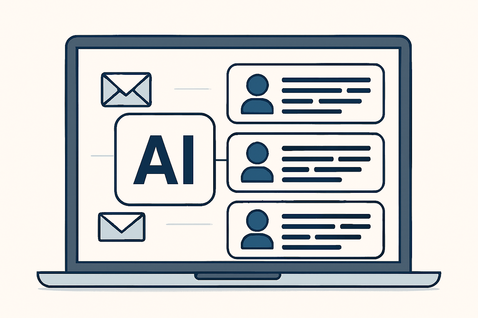 Laptop showing AI-generated personalized messages